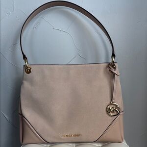Michael Kors Pink Leather Shoulder Bag with MK Charm